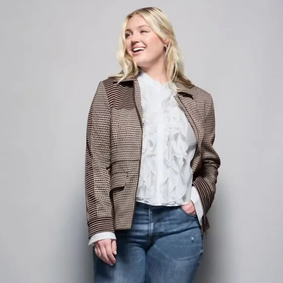 NWT Cabi | The Baron Jacket Houndstooth Brown Black Dark Academia, Womens Large - Picture 2 of 11